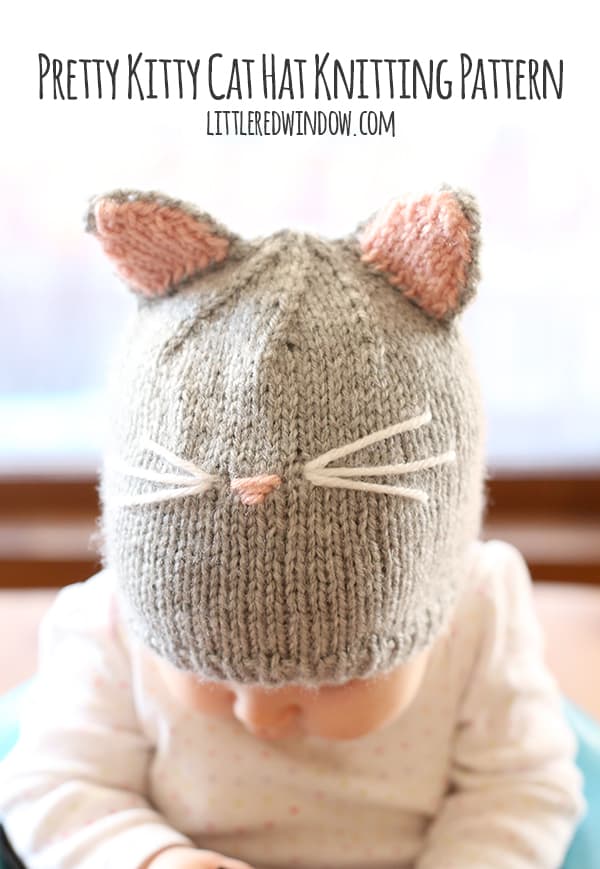 Pretty Kitty Cat Hat Knitting Pattern - Little Red Window