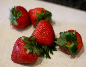 5 red strawberries