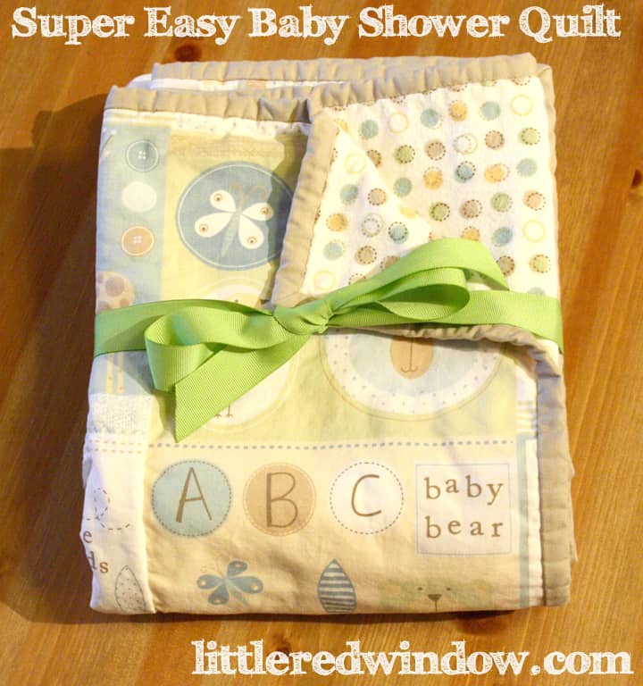 Great tutorial for a Super Easy Baby Shower Quilt, it's a perfect, cute and quick gift! via littleredwindow.com