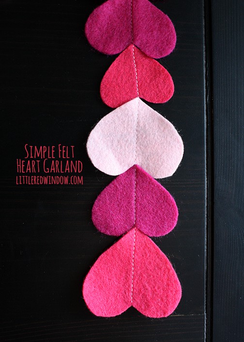 Simple Felt Hear Garland | littleredwindow.com | Great Tutorial for an easy but adorable Felt Heart Garland for Valentine's Day!