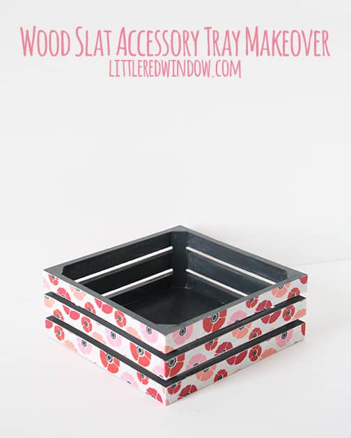 Wood Slat Accessory Tray Makeover | littleredwindow.com | Pretty up a plain wood tray with a simple tutorial!