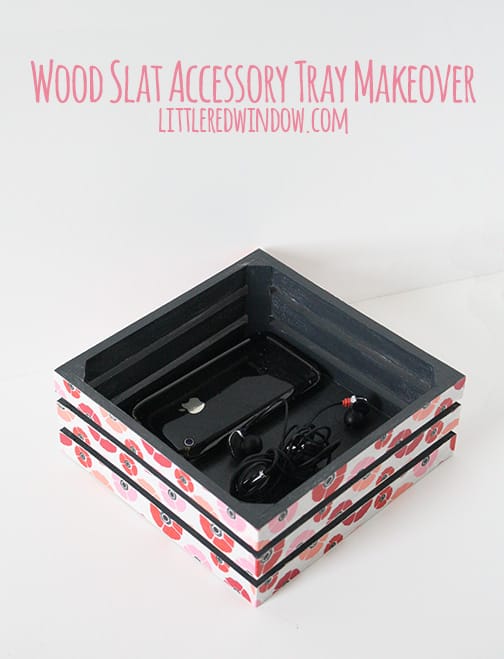 Wood Slat Accessory Tray Makeover | littleredwindow.com | Pretty up a plain wood tray with a simple tutorial!