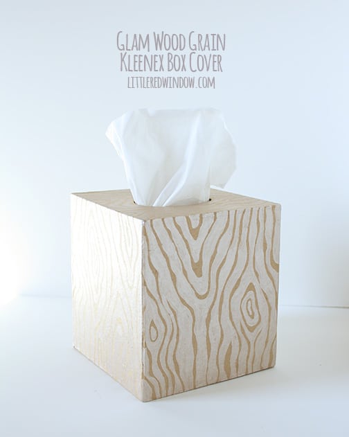 Glam Wood Grain Kleenex Box Cover  | littleredwindow.com  |  Pretty up your tissue with this great hand-painted wood grain box cover tutorial!