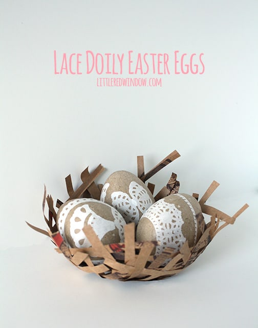 Lace Doily Easter Eggs  | littleredwindow.com  |  Make your own beautiful decoupage Lace Doily Easter Eggs--full tutorial! 