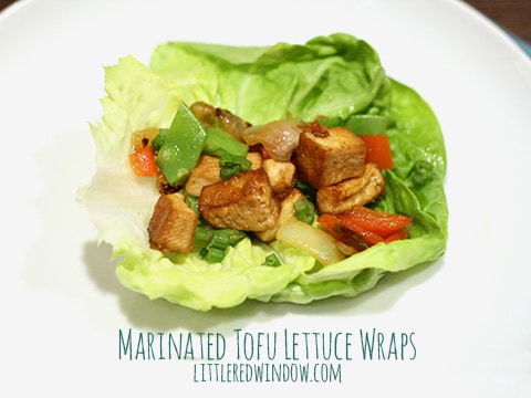 Marinated Tofu Lettuce Wrap |  littleredwindow.com | Easy, low carb and delicious recipe for tofu with lots of flavor!