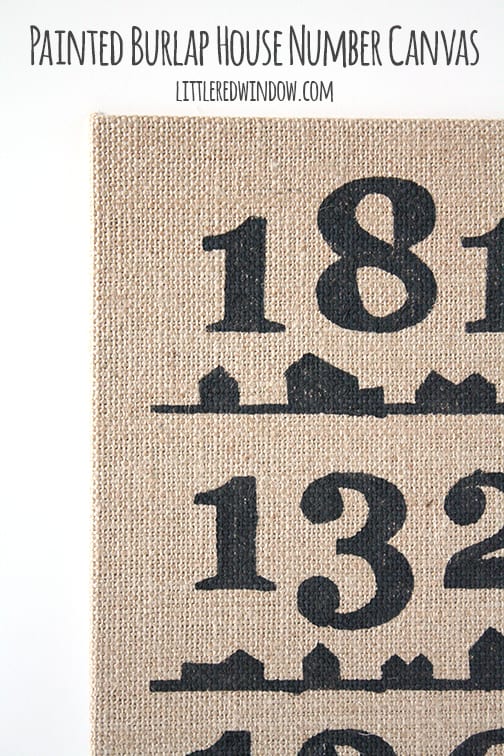 Painted Burlap House Number Canvas | littleredwindow.com | Make a unique and sentimental painted burlap art canvas with this great tutorial!