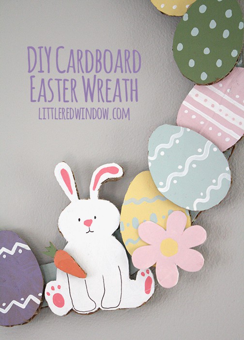 DIY Cardboard Easter Wreath | littleredwindow.com | Make a adorable Easter Wreath out of materials you already have at home!