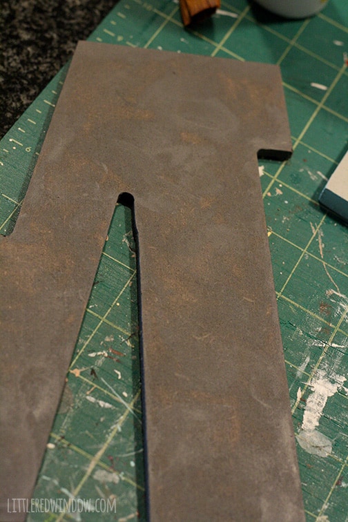 Faux Metal Industrial Monogram | littleredwindow.com | Turn unpainted wood into faux industrial metal with this tutorial!