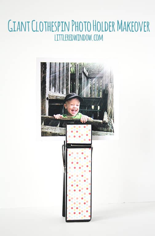 Giant Clothespin Picture Holder | littleredwindow.com | Make a simple and fun Giant Clothespin into an adorable picture holder!