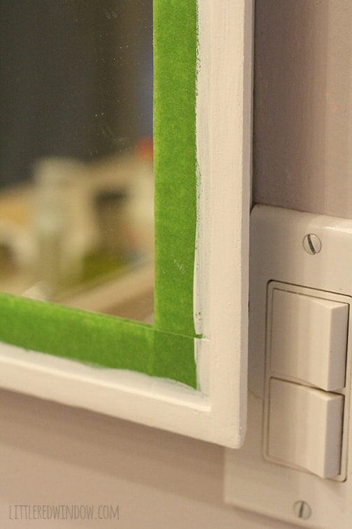 DIY Bathroom Medicine Cabinet Mirror Frame  |  littleredwindow.com |  Make a simple frame for a mirrored medicine cabinet door!