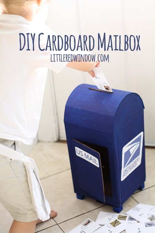 Make this cute DIY Cardboard Mailbox for you kids to play with out of materials you already have at home! 