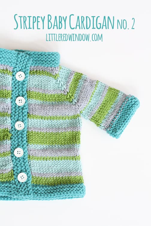 Blue and green striped baby cardigan