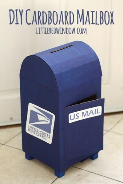 Finished DIY Cardboard Play Mailbox