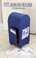 Cardboard box Mailbox sitting on a tile floor