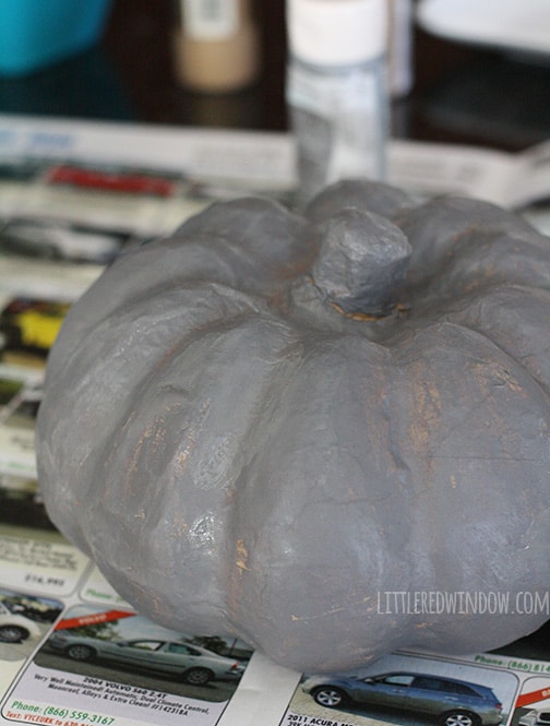 DIY Spooky Metallic Pumpkin for Halloween | littleredwindow.com