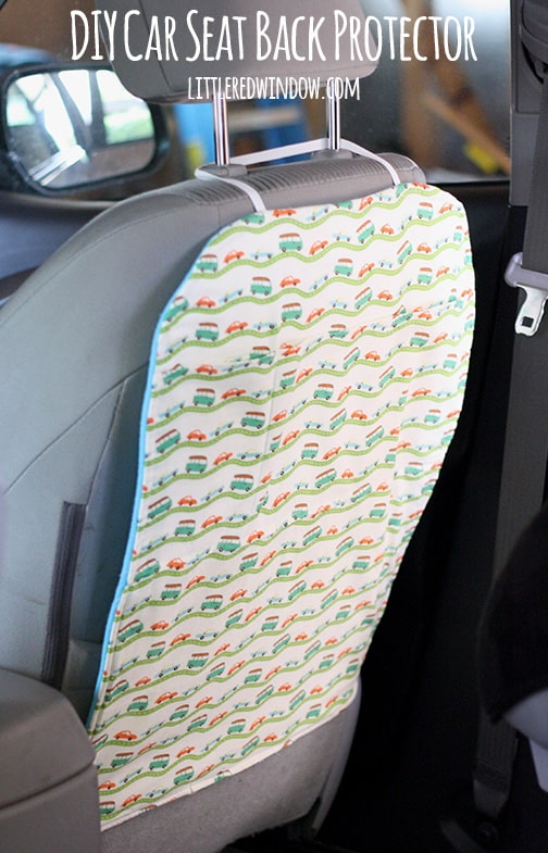DIY Car Seat Back Protector - keep the backs of your seats clean and free of little footprints! | littleredwindow.com