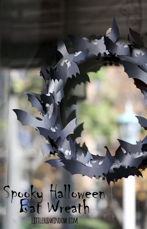 Make a Spooky Halloween Bat Wreath with just a few supplies! | littleredwindow.com