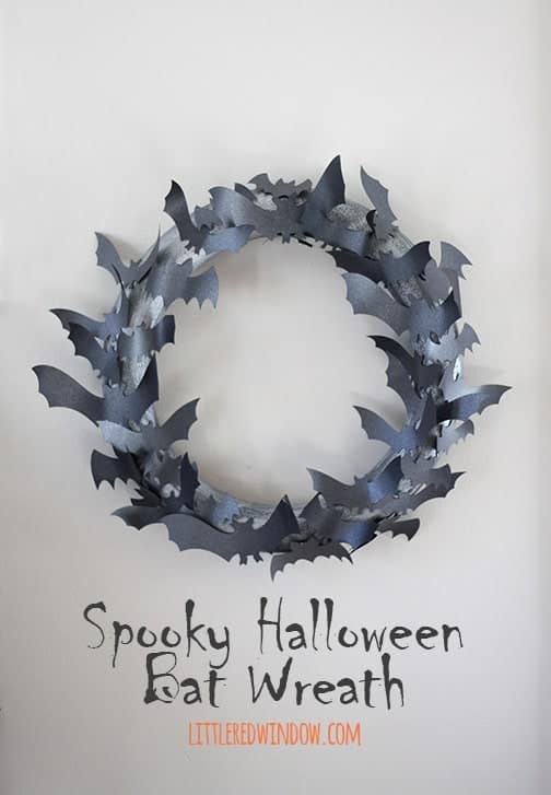 Make a Spooky Halloween Bat Wreath with just a few supplies! | littleredwindow.com