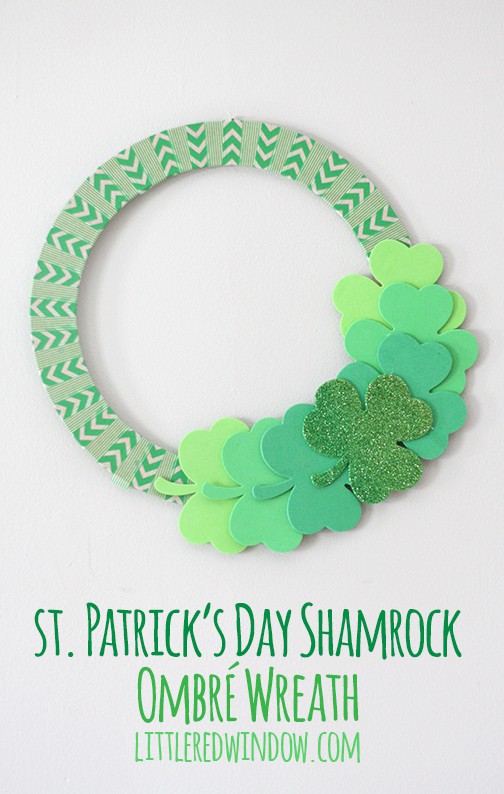St. Patrick's Day Shamrock Ombre Wreath | littleredwindow.com