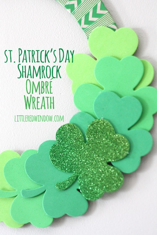 St. Patrick's Day Shamrock Ombre Wreath  |  littleredwindow.com 