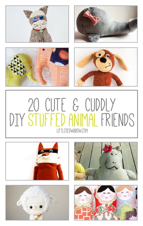 20 Cute & Cuddly DIY Stuffed Animal Friends | littleredwindow.com