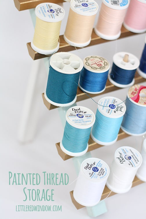 Painted Thread Storage | littleredwindow.com | Make your boring thread holder fabulous!