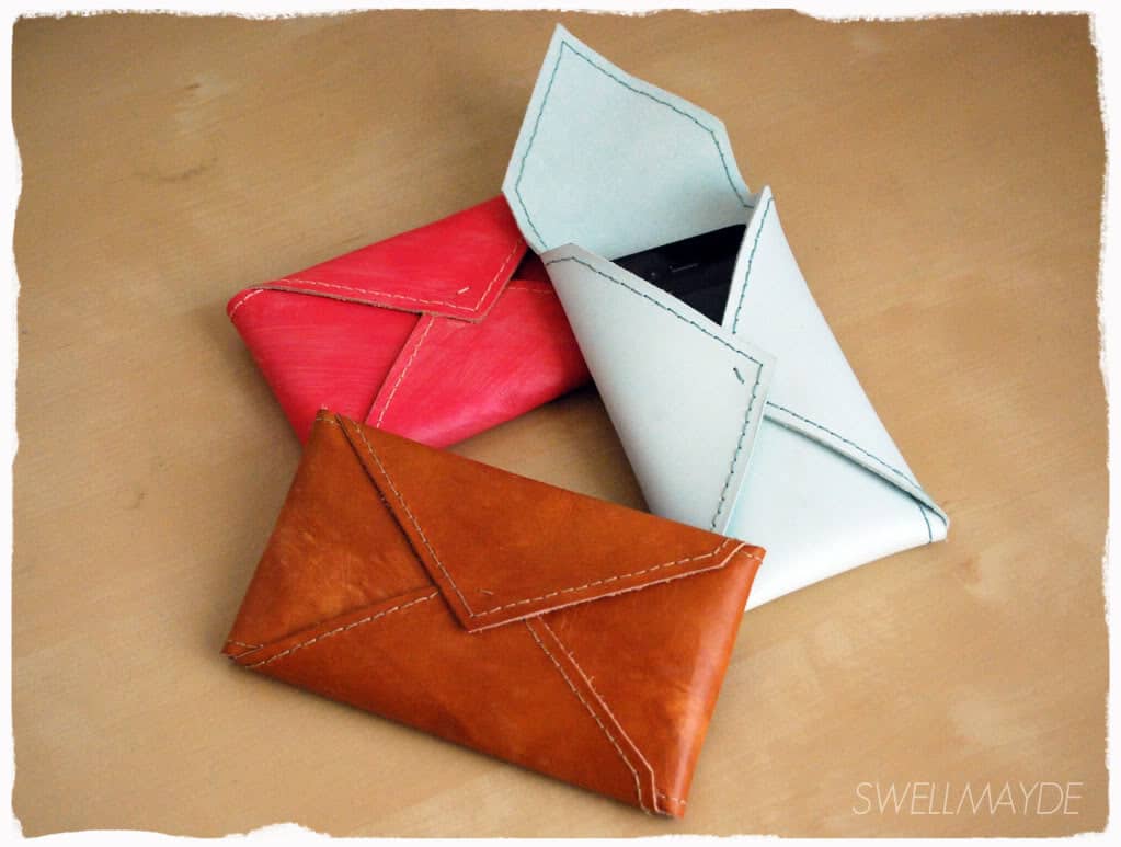Leather envelope phone pockets