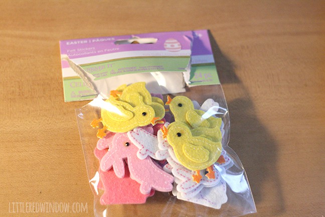 package of chick and bunny felt scrapbooking stickers
