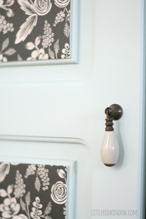 closeup of door knob on cabinet