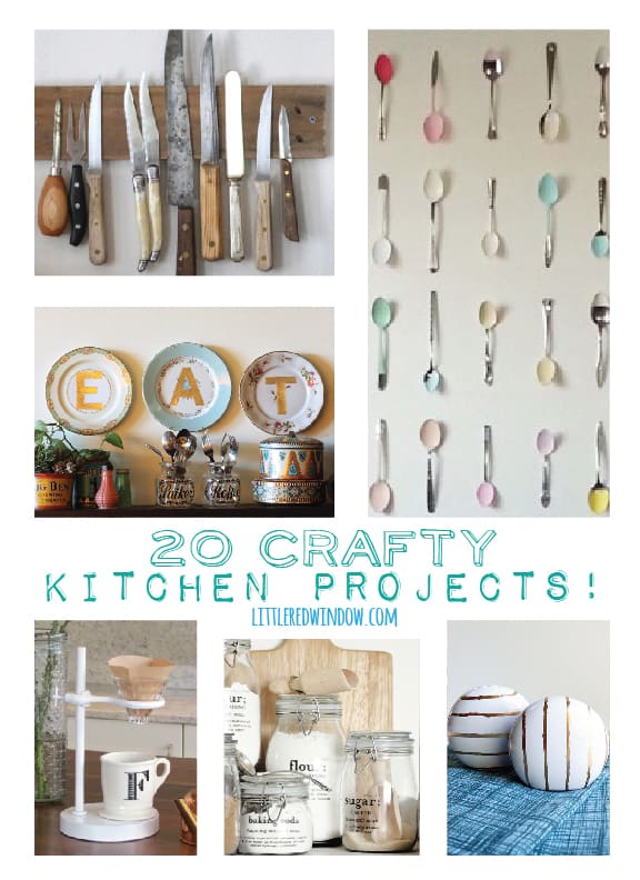 20 Crafty Kitchen Projects to spice up your kitchen! | littleredwindow.com