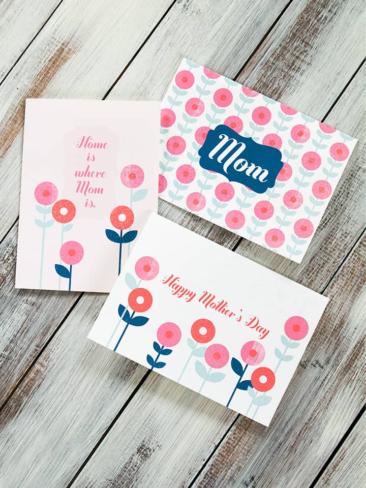3 Floral patterned mothers day cards