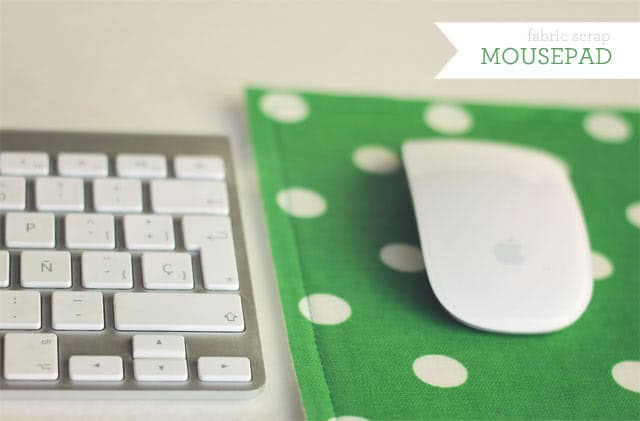 Green polka dot fabric mouse pad