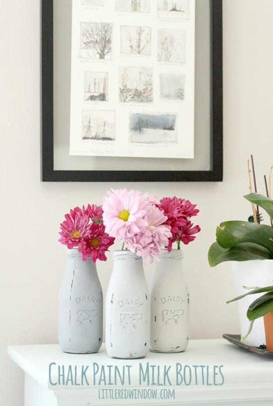 How to Chalk Paint Glass Milk Bottles Little Red Window