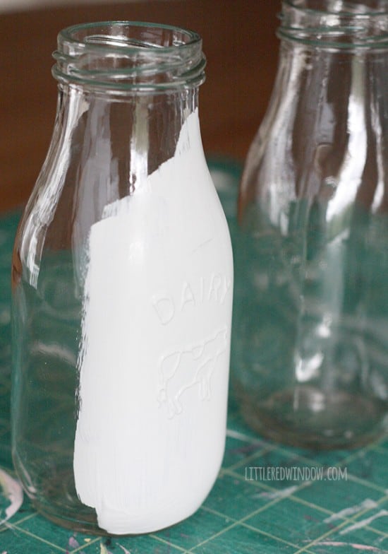 How to Chalk Paint Glass Milk Bottles Little Red Window