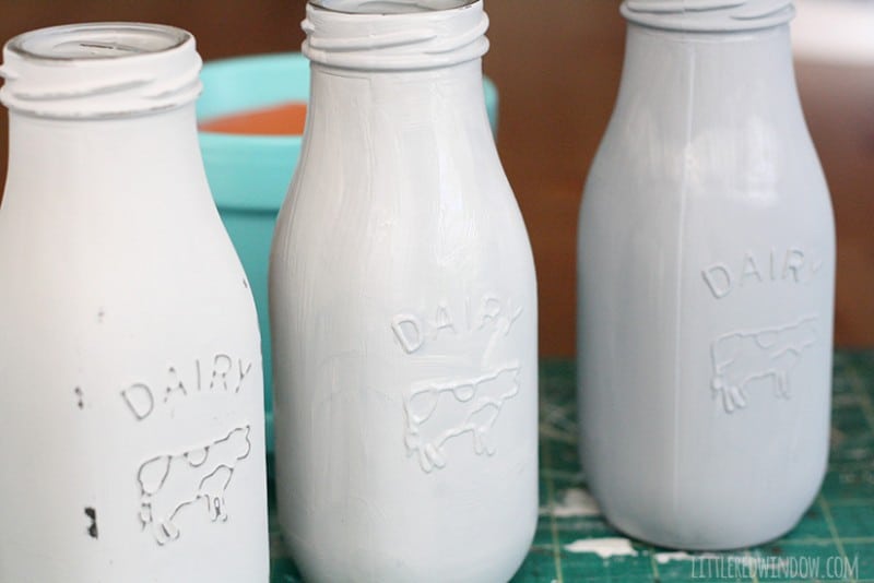 How to Chalk Paint Glass Milk Bottles Little Red Window