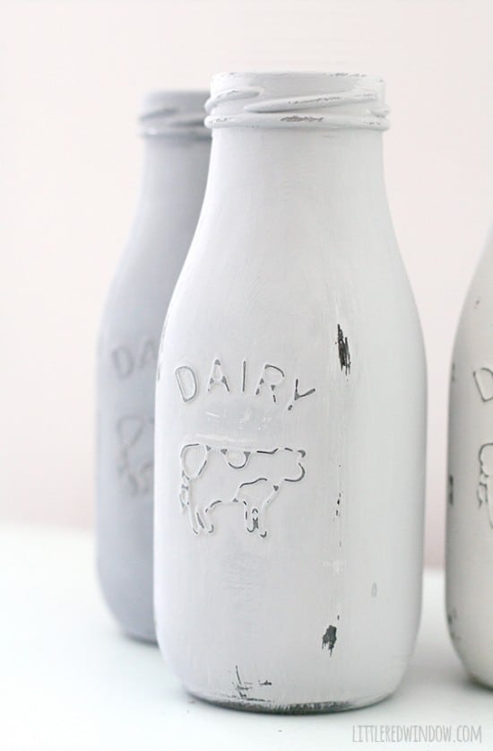 How to Chalk Paint Glass Milk Bottles Little Red Window