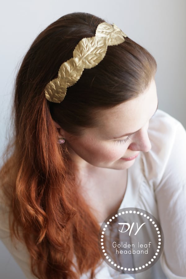 diy golden leaf headband