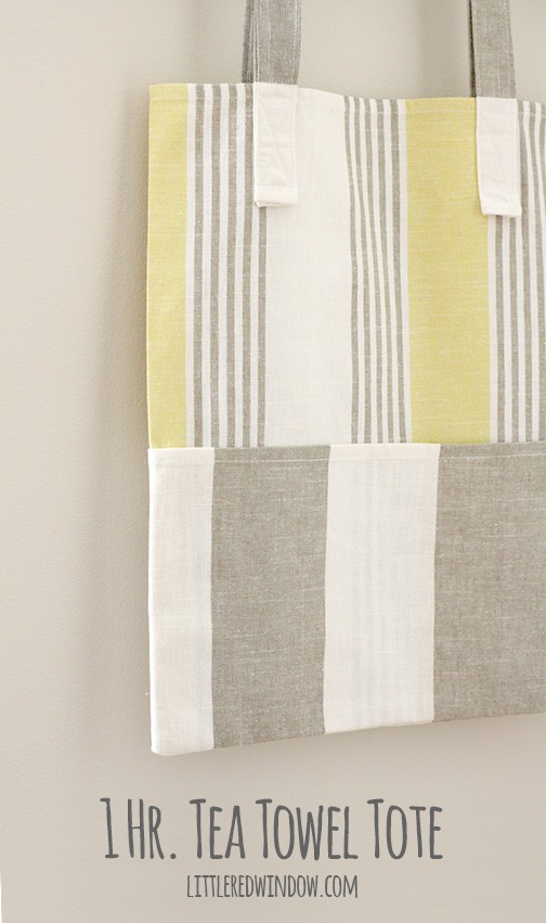 1 Hr. Tea Towel Tote Bag Tutorial | littleredwindow.com | Awesome tutorial to make a simple tote bag from tea towels in under and hour!