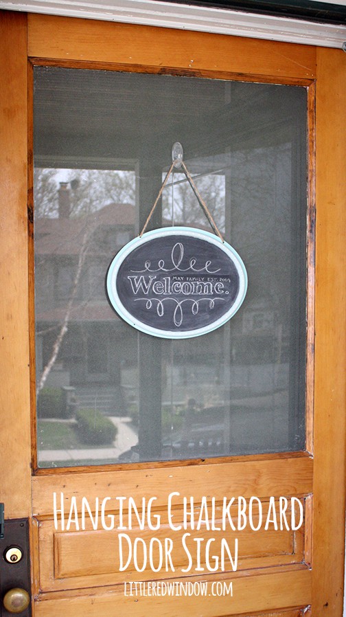 DIY Hanging Chalkboard Door Sign Personalize a