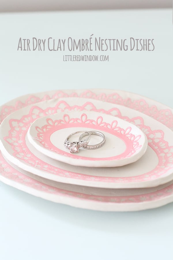 Air Dry Clay Ombre Nesting Dishes! | littleredwindow.com | You won't believe how these are made!