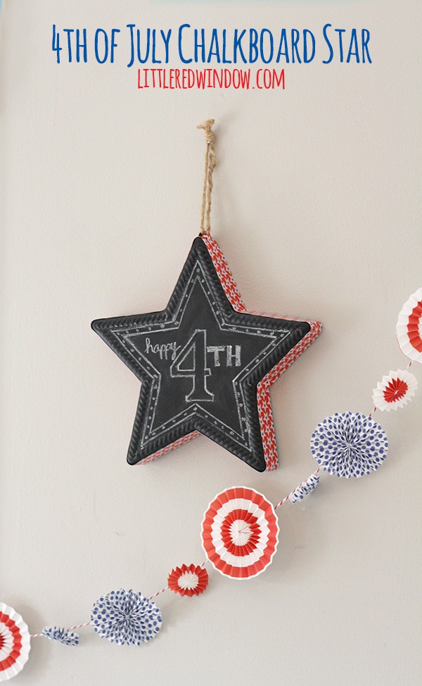 DIY 4th of July Chalkboard Star | littleredwindow.com | Take a metal chalkboard star from boring to patriotic in just a few minutes! 