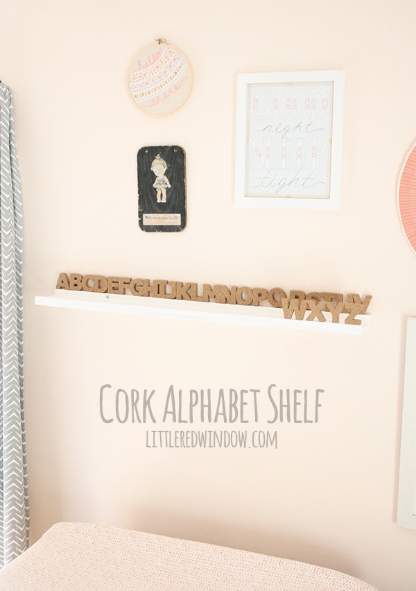 DIY Cork Alphabet Shelf | littleredwindow.com | Perfect for a nursery!