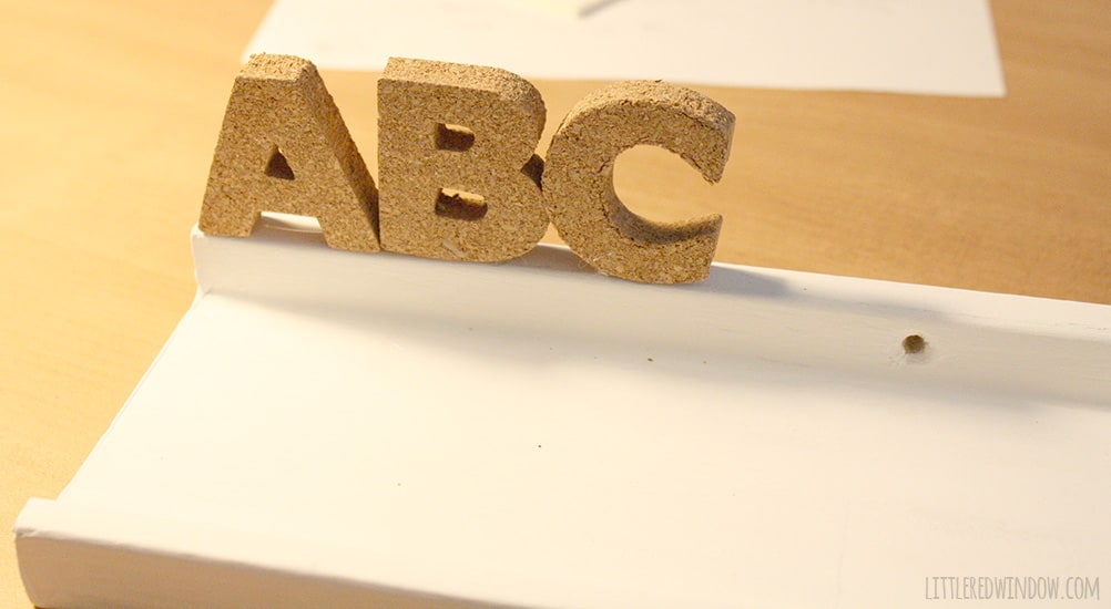 DIY Cork Alphabet Shelf | littleredwindow.com | Perfect for a nursery or kid's room!