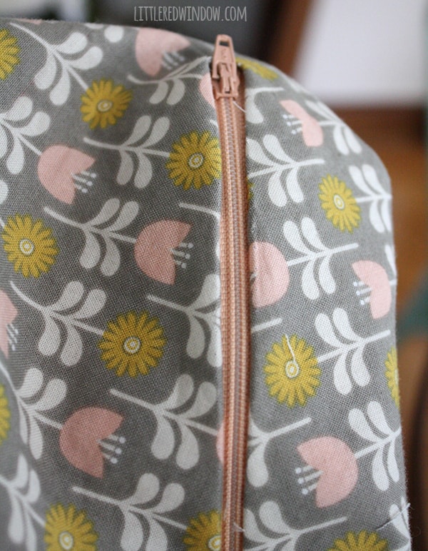 Closeup of opened zipper seam