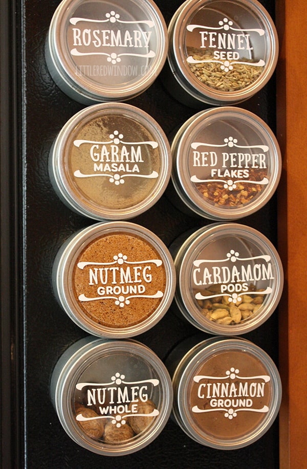 DIY Spice Jar Labels | littleredwindow.com | Make your own custom labels quickly and easily with vinyl! 