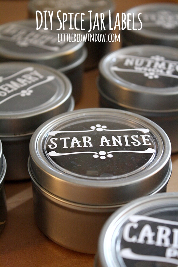DIY Spice Jar Labels | littleredwindow.com | Make your own custom labels quickly and easily with vinyl!