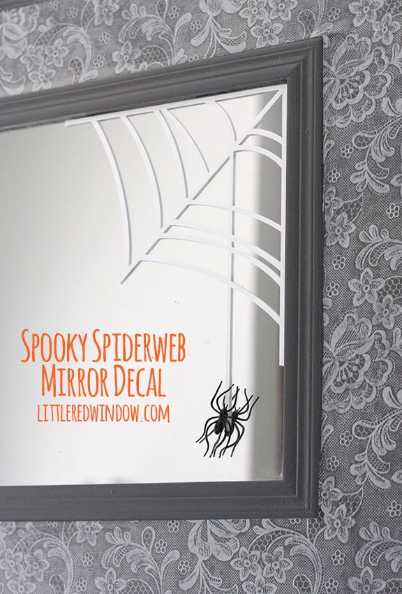 Spooky Halloween Spiderweb Mirror Decal | littleredwindow.com | Quick, cute and totally removable!