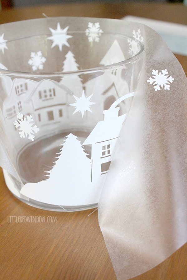 DIY Winter Village Candleholder | littleredwindow.com | The perfect addition to your winter mantel!