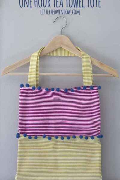 Sew up an adorable Tea Towel Tote in way less than an hour and with only a few seams!
