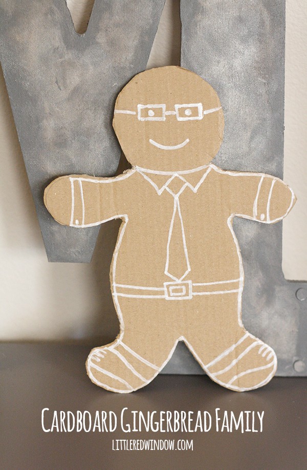 Cardboard Gingerbread Man Family | littleredwindow.com